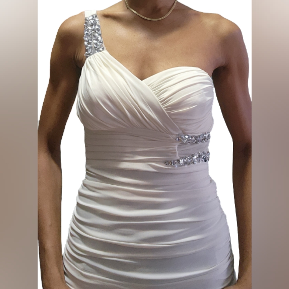 White Bodycon Dress with Rhinestone Detail